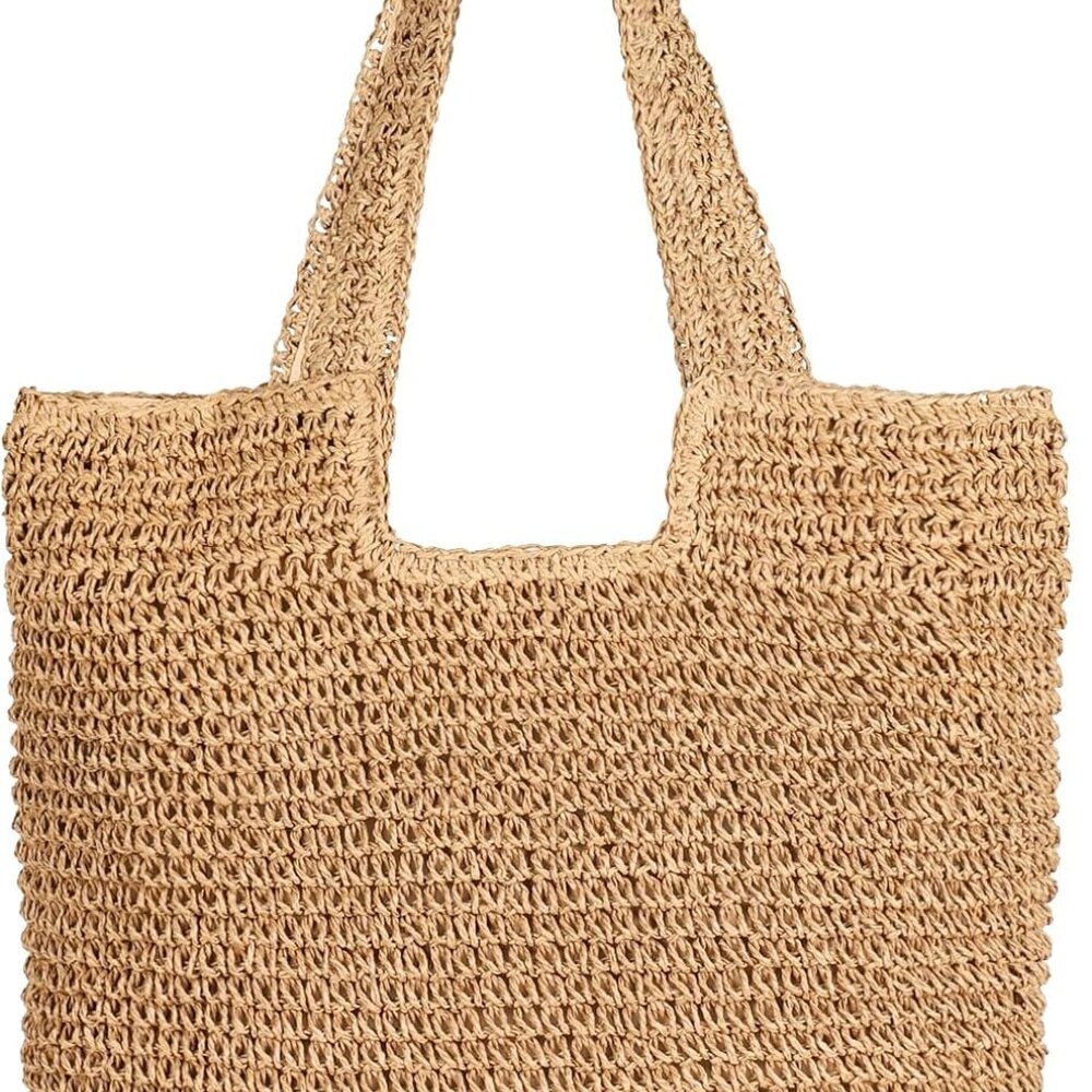 Straw Beach Bag, Women Tote Bag Woven Shoulder Bag, Handmade Large Summer Handba